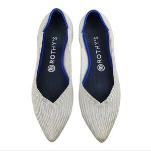 ROTHY'S Pointed Toe Flats Light Gray Knit Washable Shoes